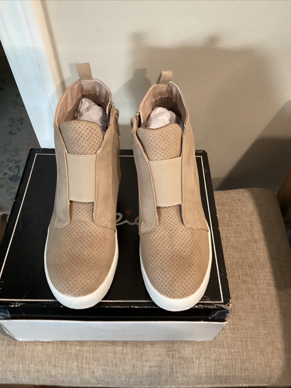 Qupid Tan Slip-On Platform Sneakers